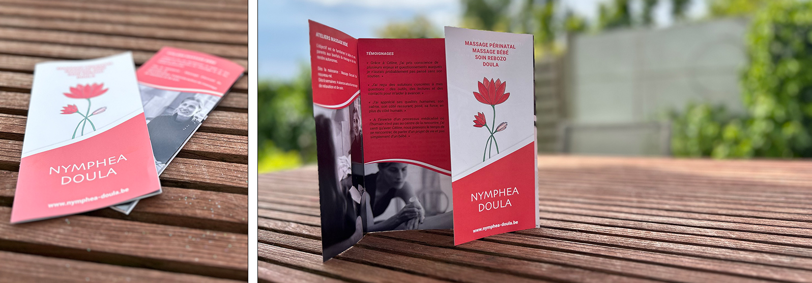 Dépliant imprimé pour Nymphéa Doula
