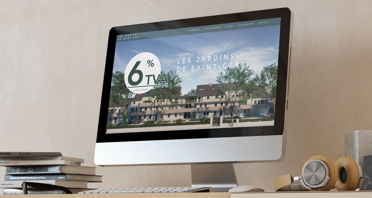 Site de la résidence Les Jardins de Saint-Géry à Genappe affiché sur un écran d'ordinateur