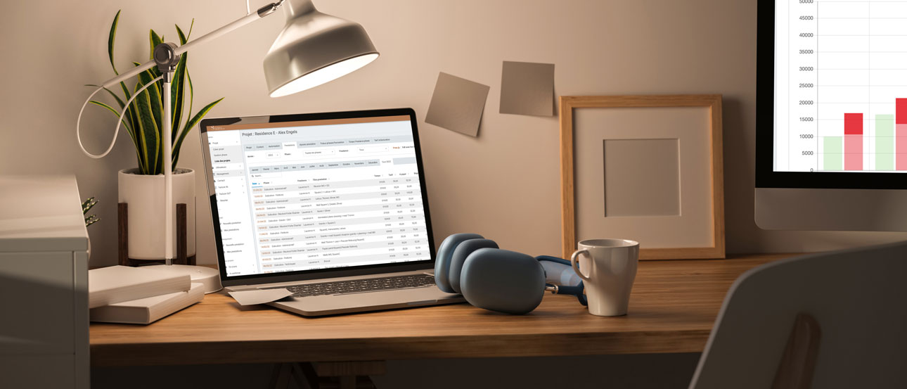 Outil de gestion du temps et des projets de Studio P Architects sur un ordinateur portable